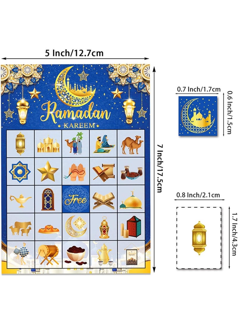 VUCATIN Ramadan Kareem Bingo Game Cards, Eid Mubarak Party Bingo Games for Kids, Ramadan Mubarak Party Decorations, Ramadan Mubarak Bingo Cards for 24 Players (blue) - Image 3